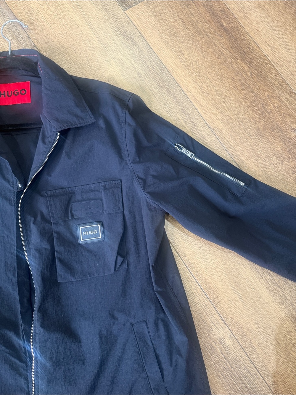 HUGO Men's Navy Lightweight Zip Shirt Jacket
 Size M - Picture 3 of 5